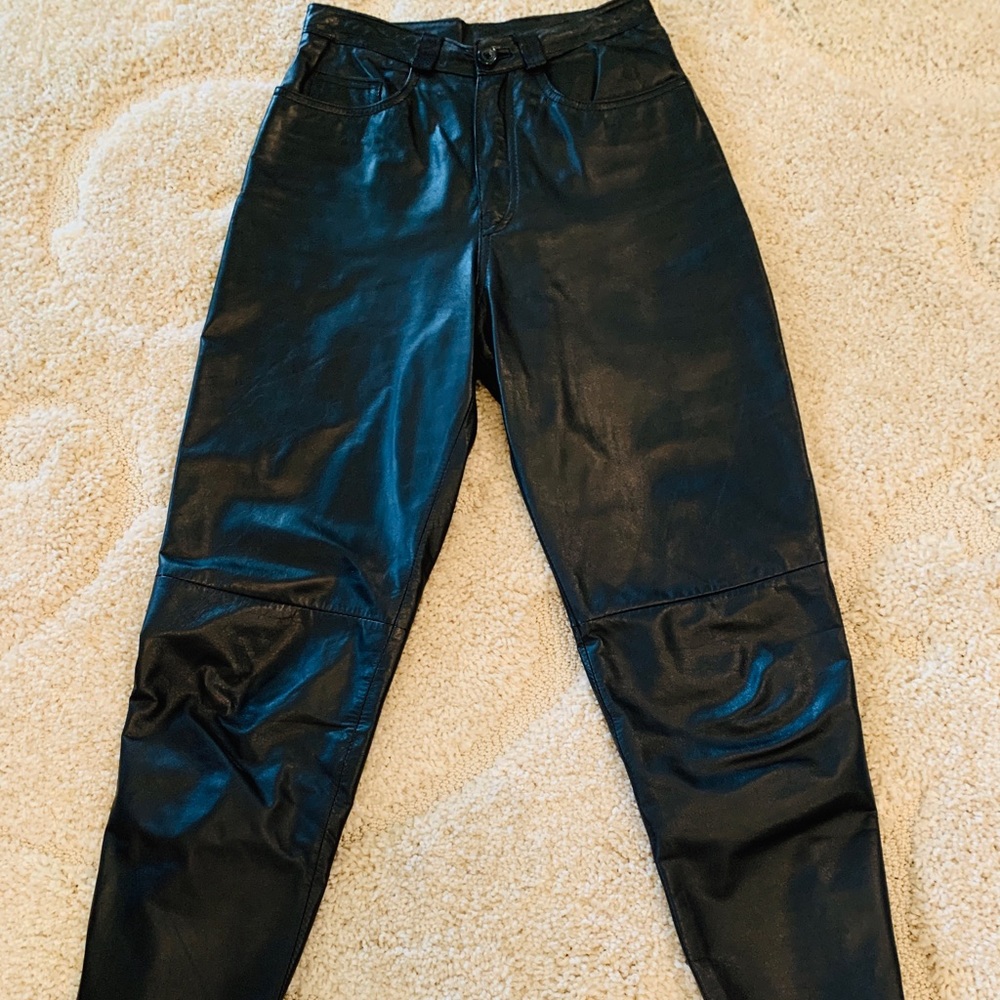 Vintage 1980s Black Leather Pants